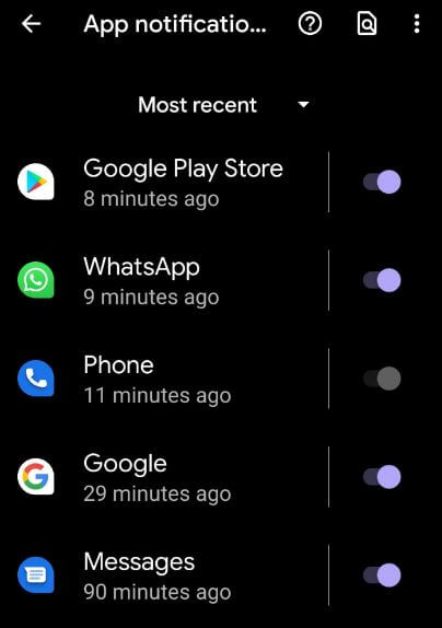Hide notifications for specific apps on Android 10