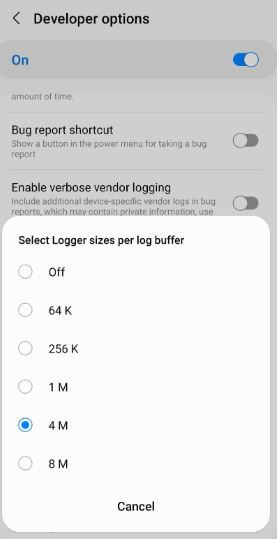 How to Increase Logger Buffer Size on Samsung Galaxy