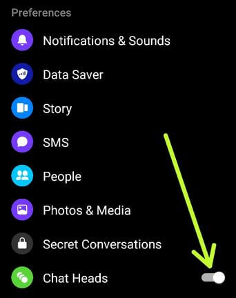 How to Turn Off Chat Heads in Facebook Messenger App Android