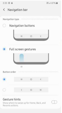 How to use full screen gestures on Samsung Galaxy A50