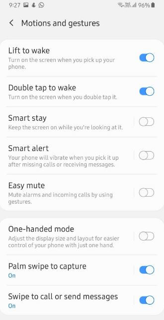 How to use motions and Gestures on Samsung Galaxy A50