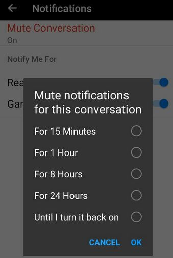 Individual Mute Notifications For Contacts on FB Messenger App
