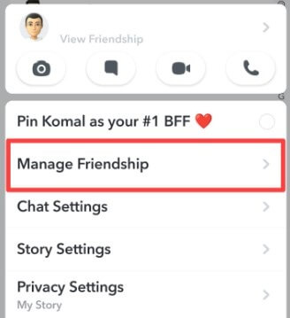 Manage Friendship on Snapchat Android