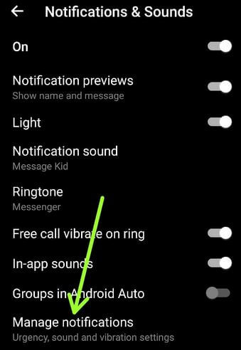 Manage Notifications on Facebook Messenger App Android
