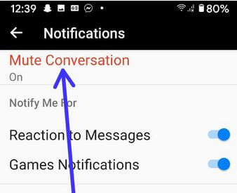 Mute conversation on Faebook Messenger App Android