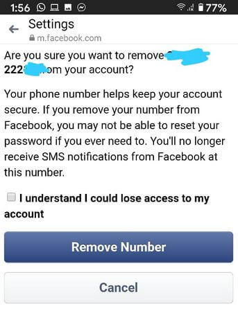 Remove Phone Number From Facebook Messenger App