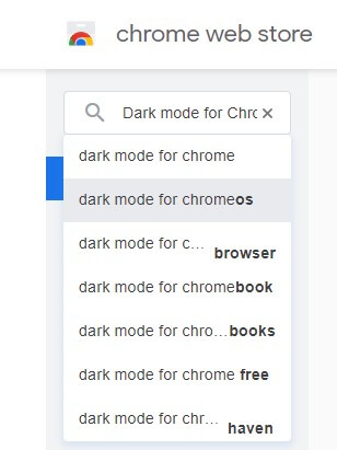 Search Dark mode for Chrome extension on Desktop