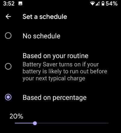 Set up battery saver in Pixel 4 XL