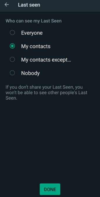 Show or hide WhatsApp last seen on your Android Device