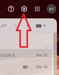 Tap Settings gear icon in Gmail app