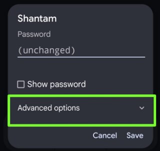 Advanced options to open IP address settings on Android