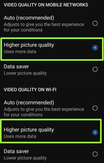 Change Video Quality on YouTube using App Settings