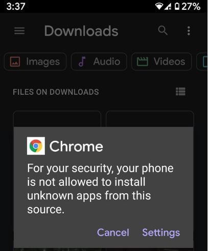 Enable allow unknown source Android 10