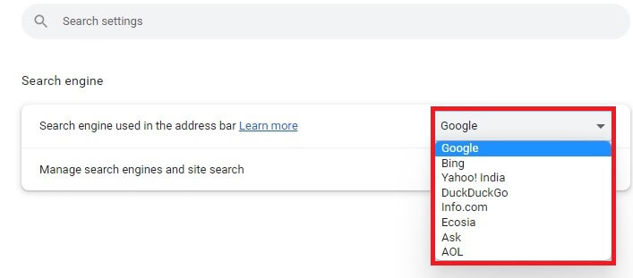 Make Google my Default Search Engine on Chrome