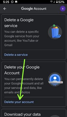 How to remove google account