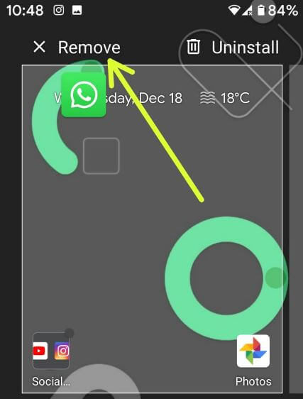 Remove app from folder on Android 10