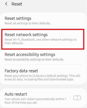 Reset my network settings on Samsung A50