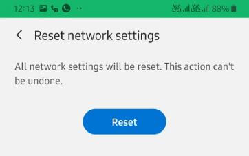 Reset network settings on Samsung A50