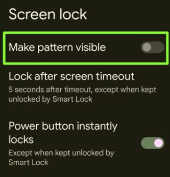 Show or Hide Pattern Lock Dots on Android 12,11