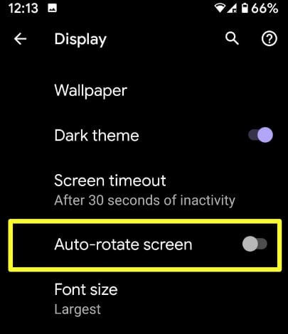 Switch to Portrait or landscape mode on Android 10