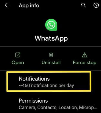 Turn Off Notifications on WhatsApp Android