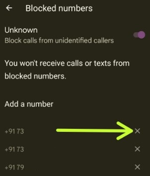 Unblock Number on Android Device