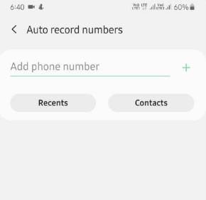 Auto record number on galaxy A50