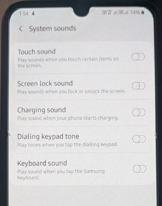 Control touch sound and disable keyboard sounds A50