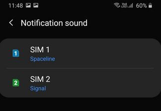 Select SIM to customize notification sound Galaxy A50