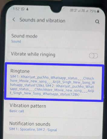Set song as ringtone in Samsung Galaxy A50