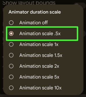 Change Animator Duration Scale Android Phone