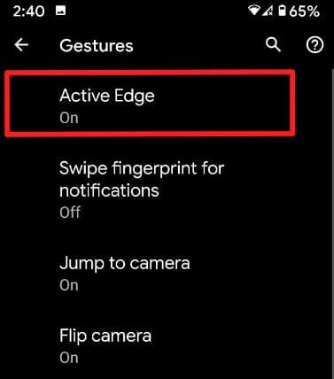 Customize active edge on Pixel 3a
