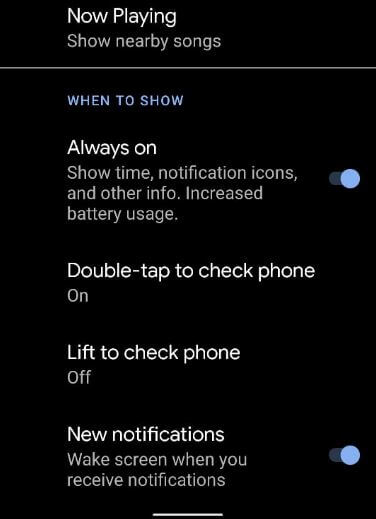 How to use Pixel 3a Always on display