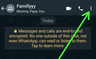 Tap on Three vertical dots in WhatsApp Android
