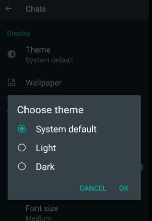 Turn on Dark Mode on WhatsApp Android
