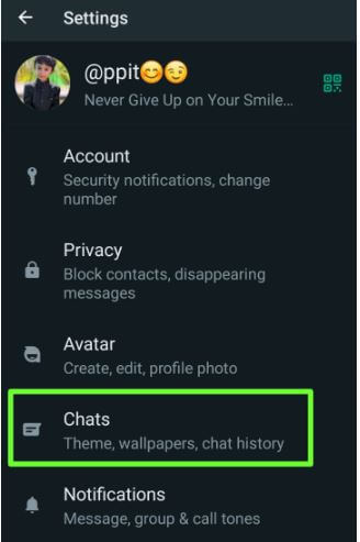 WhatsApp Chat Settings to Set WhatsApp dark mode Android