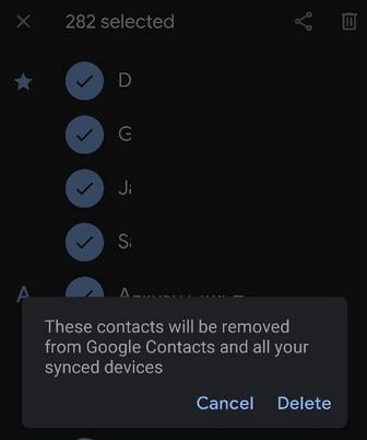 Delete All Contacts on Android 10