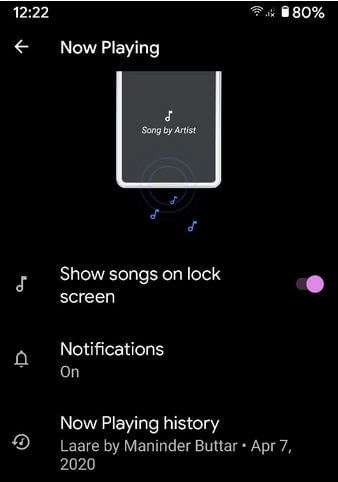 How to Turn On and Turn Off Now Playing on Google Pixel 4a