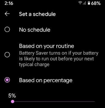 Set a schedule to enable battery saver automatically on Pixel 4a