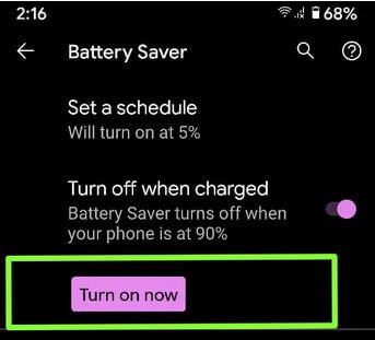 Turn On Battery Saver Mode on Pixel 4a Device
