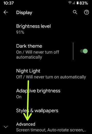 Advance settings to change notification content lock screen Pixel 4a