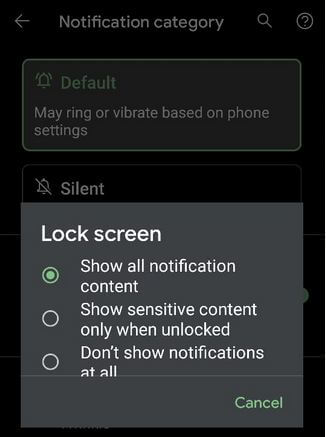 Hide Lock Screen Notifications for Apps on Pixel 4a