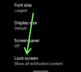 Lock Screen Notification Content on Pixel 4a