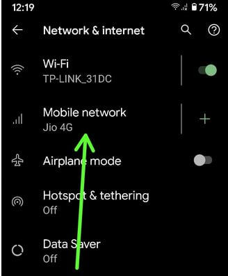 Mobile network settings to disable app background data Pixel 4a