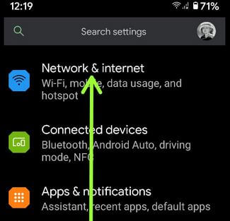 Network and internet settings Google Pixel 4a