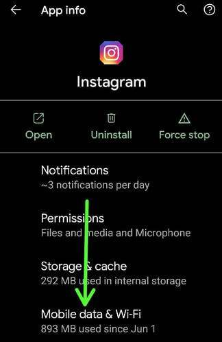 Restrict background data by app on Google Pixel 4a Using Mobile and WiFi setting