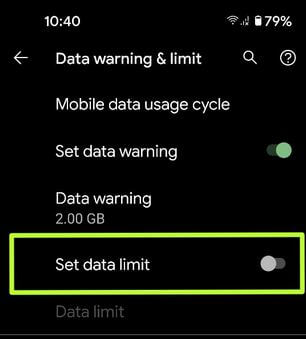 Set a Data Limit on Google Pixel 4a 5G