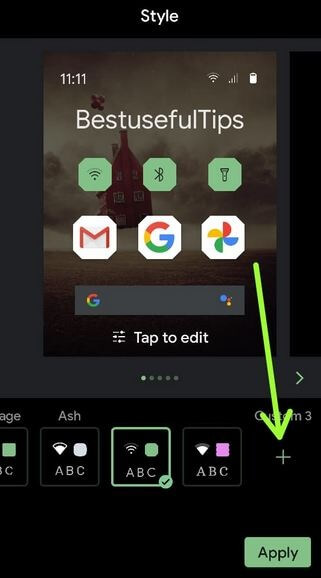 Set custom style in Android 11 to change icon shape