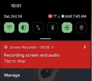 Stop recording in Android 11 Stock OS