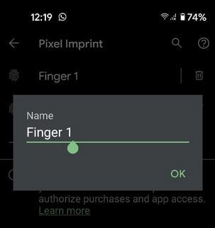 Change Fingerprint Name on Pixel 5